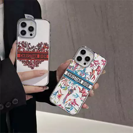 DiorブランドiPhone15 Pro スマホケースライチテクスチャレザーおしゃれ綺麗 欧米風ブランドロゴケースiPhone16 Pro透明ボーダーカバー男女兼用