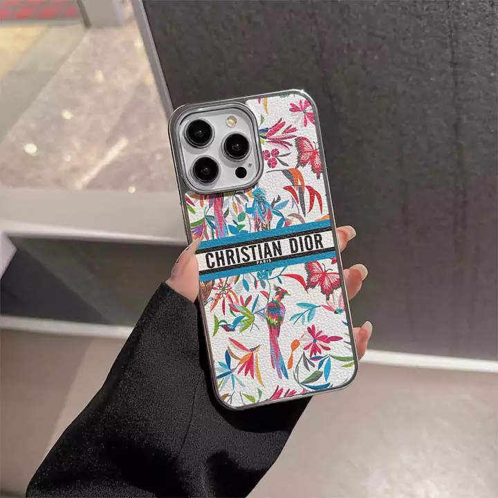 DiorブランドiPhone15 Pro スマホケースライチテクスチャレザーおしゃれ綺麗 欧米風ブランドロゴケースiPhone16 Pro透明ボーダーカバー男女兼用