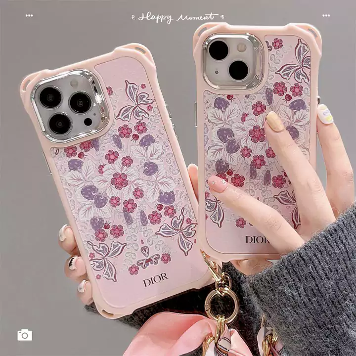 ディオール 小さな花柄の落下防止コーナーiPhone16 Pro ケース シルクスカーフブレスレットスタイル/女性向けかわいいファッションDIOR iPhone16/15ケース販売