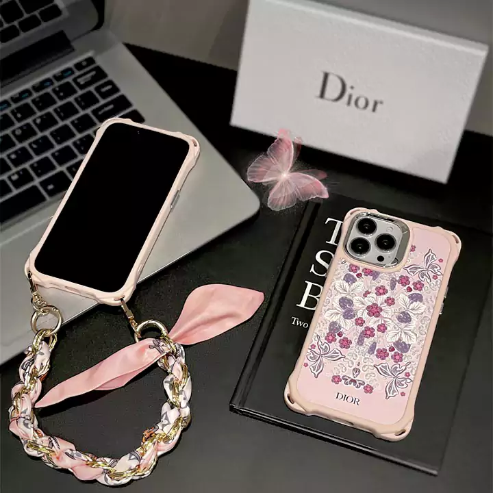 ディオール 小さな花柄の落下防止コーナーiPhone16 Pro ケース シルクスカーフブレスレットスタイル/女性向けかわいいファッションDIOR iPhone16/15ケース販売