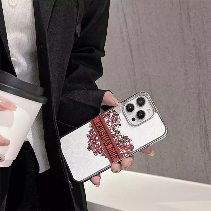 DiorブランドiPhone15 Pro スマホケースライチテクスチャレザーおしゃれ綺麗 欧米風ブランドロゴケースiPhone16 Pro透明ボーダーカバー男女兼用